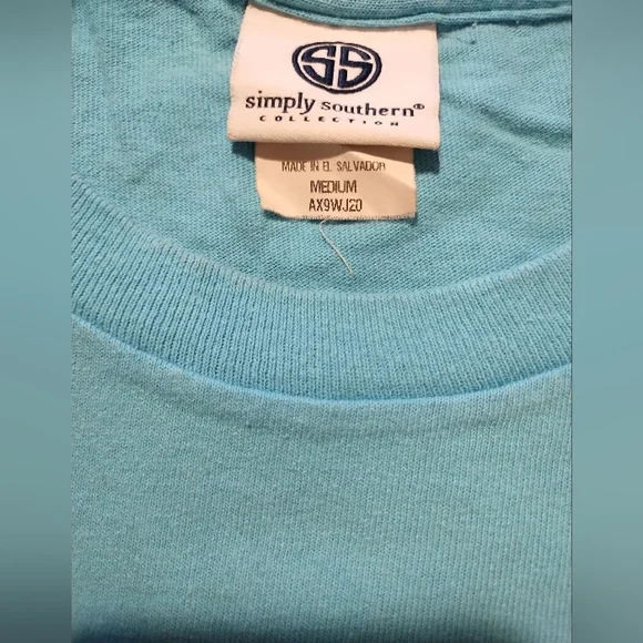 🎈3/$15 Bundle 🎈Simply Southern Teal Tee with Pink Owl Design - Picture 2 of 3